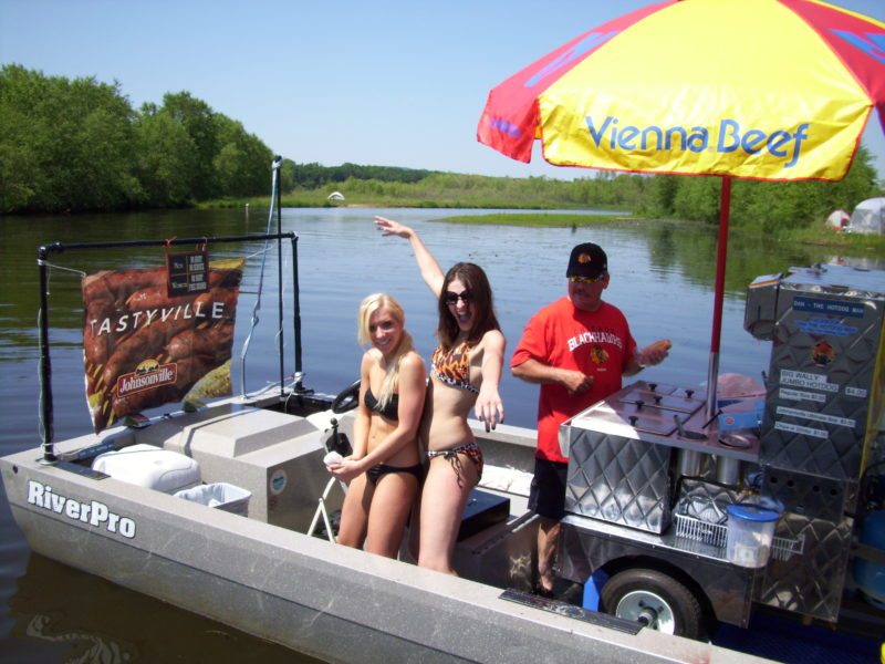 hot dog cart on lake