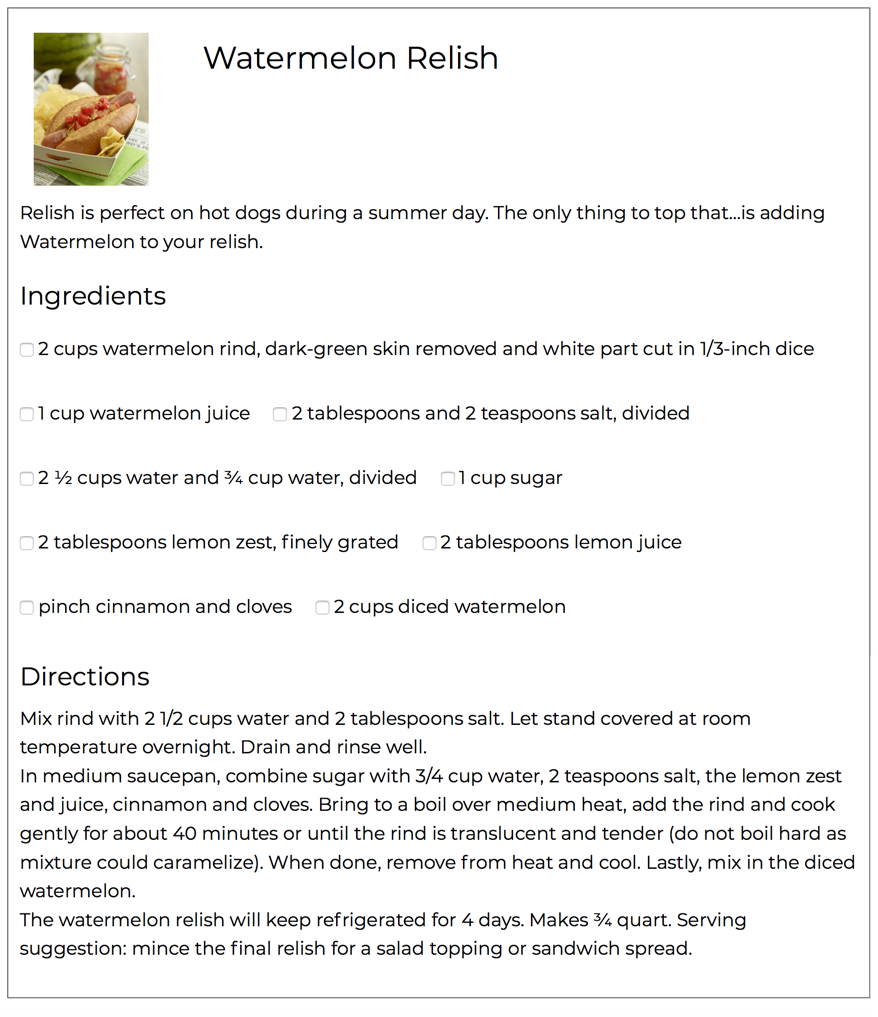 Hot Dog Watermelon Relish Recipe