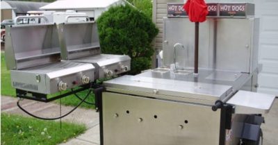 Dual grill on a hot dog cart