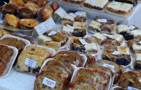 Vendor sells baked goods