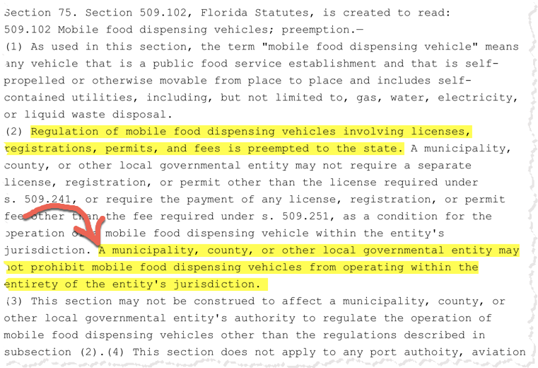 Florida Overrides City Restrictions For Vendors