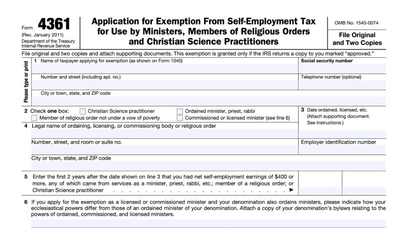 IRS Form 4361 - Tax Exempt