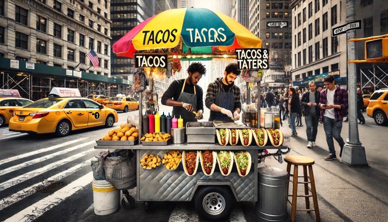 Tacos And Taters From A Hot Dog Cart