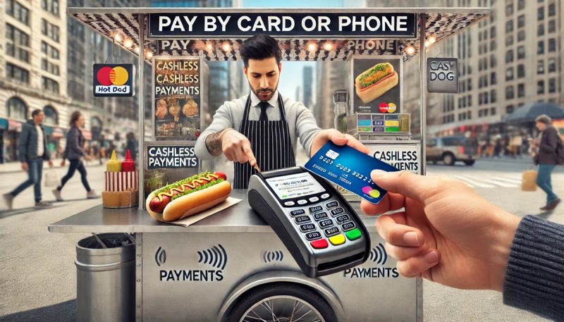 Cashless Payments on a hot dog cart